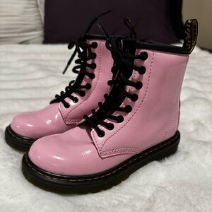 Girls Pink Doc Martens Lace Up Boots Size 12 kids